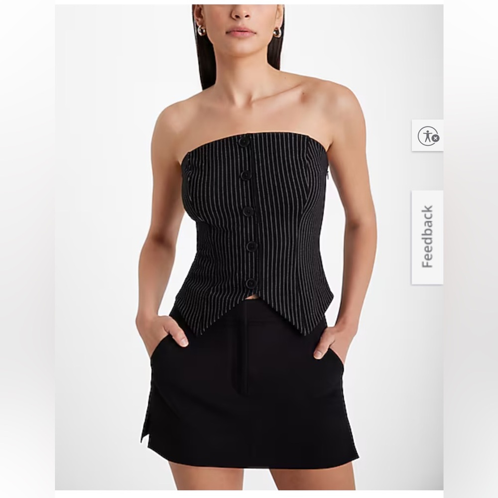 NWT Express Pinstripe Strapless Button Front Tailored Tube Top